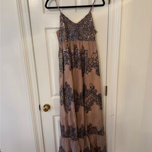 Anthropologie Sequin Maxi Dress in Purple and Tan